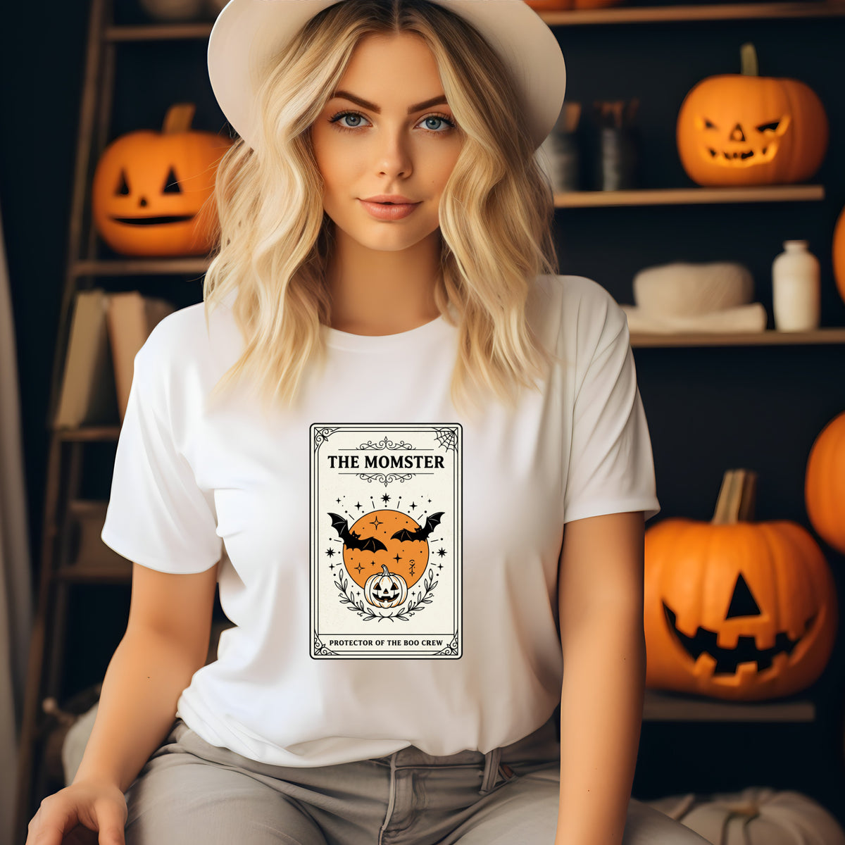 Momster Pumpkin Crest Tee | Halloween bats, spooky vintage orange