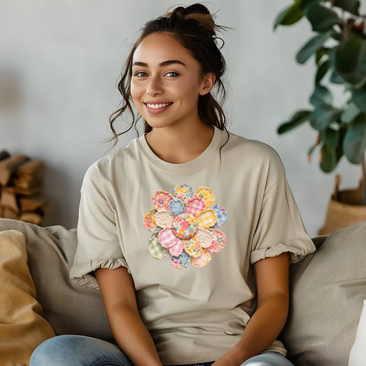 Patchwork Spring Flower Women's T-Shirt — Cottagecore Tee