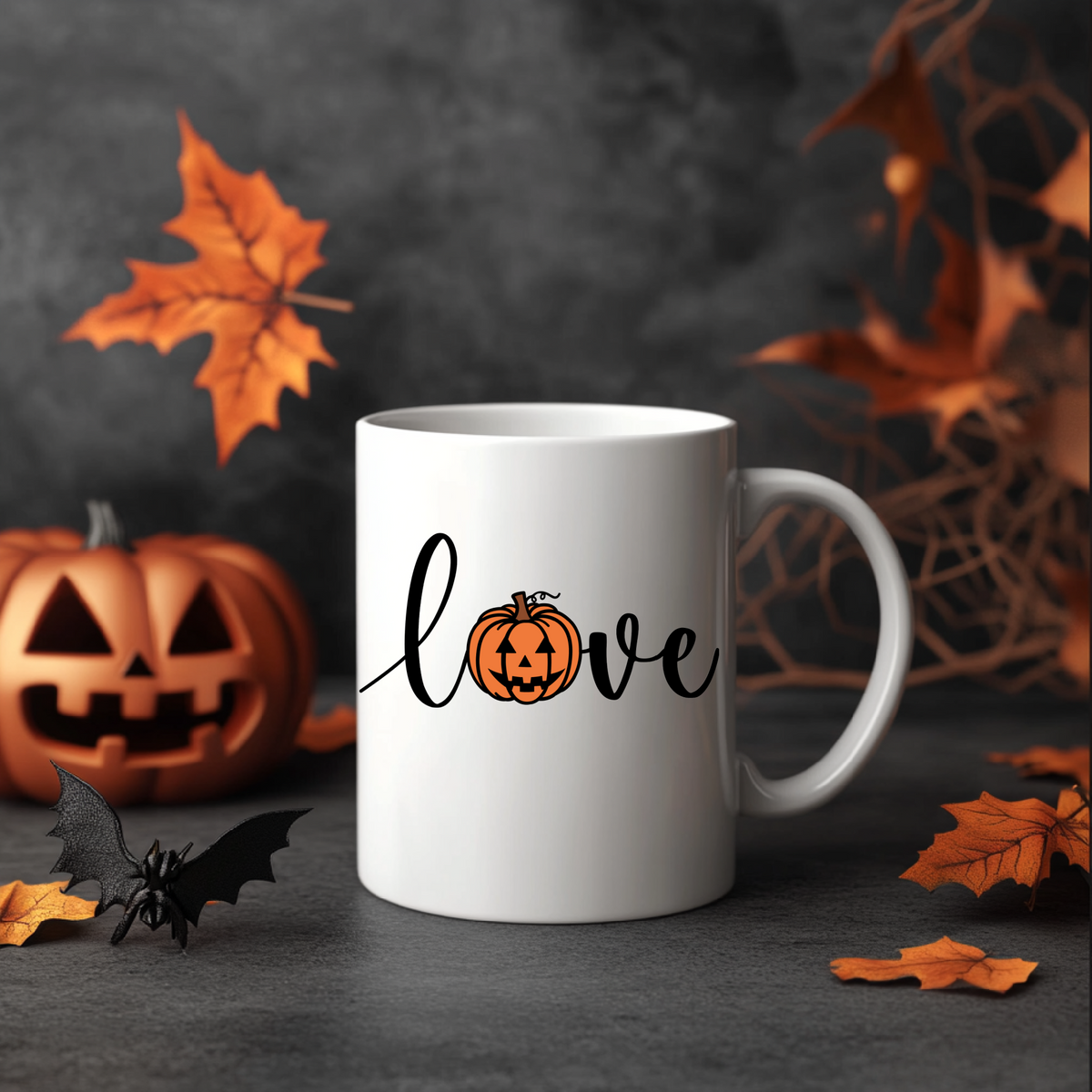 Scary Pumpkin Love Ceramic Mug — Fall Halloween Coffee Cup (11oz & 15oz)