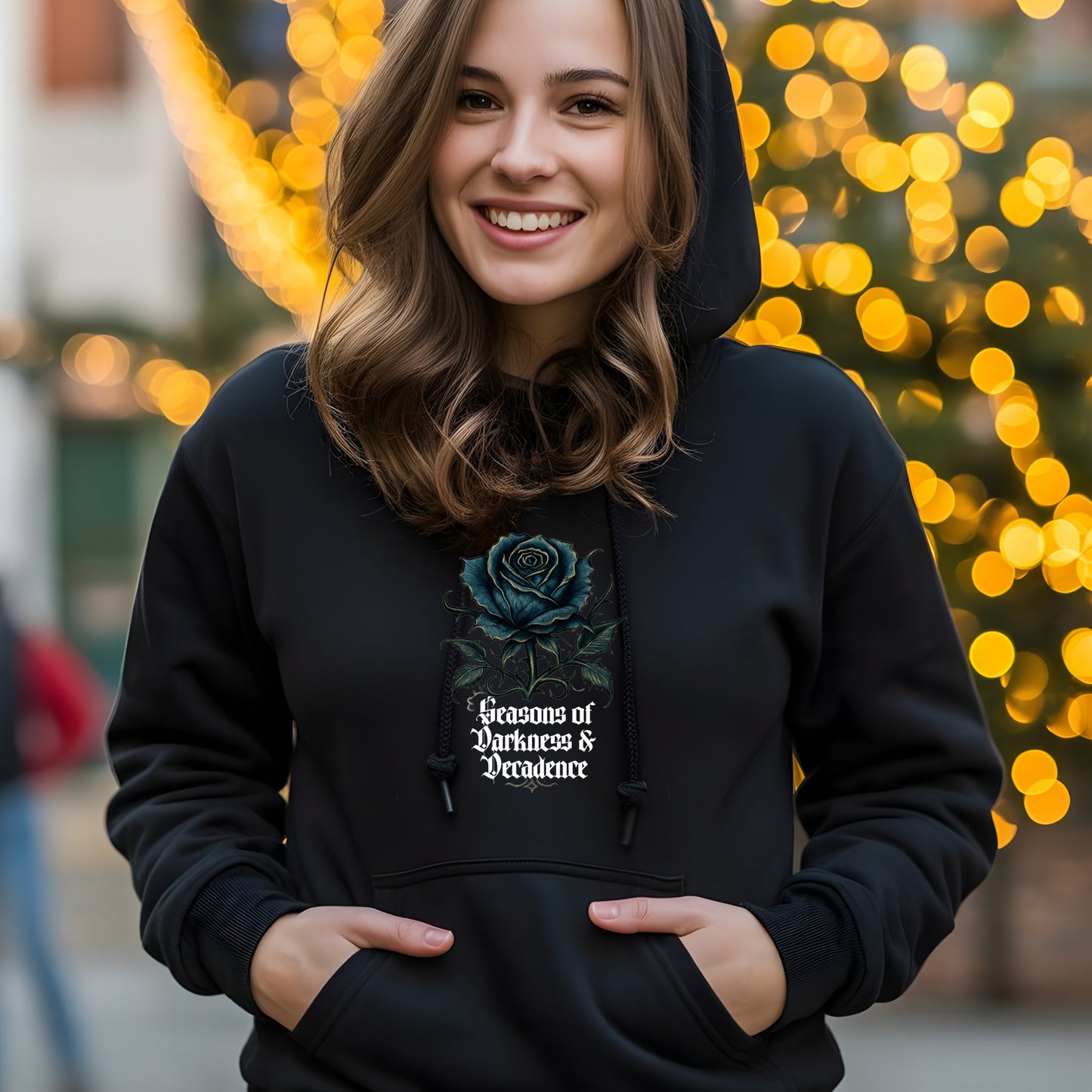 Dark Rose Hoodie — Seasons of Darkness & Decadence Graphic Pullover