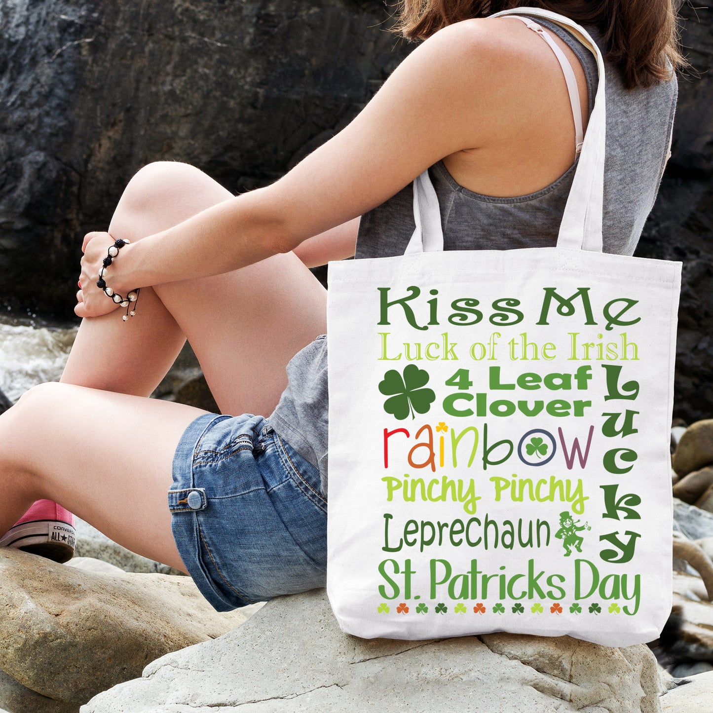 St. Patrick's Word Riot White Tote Bag — Bold Typographic Holiday Tote - 3 Sizes