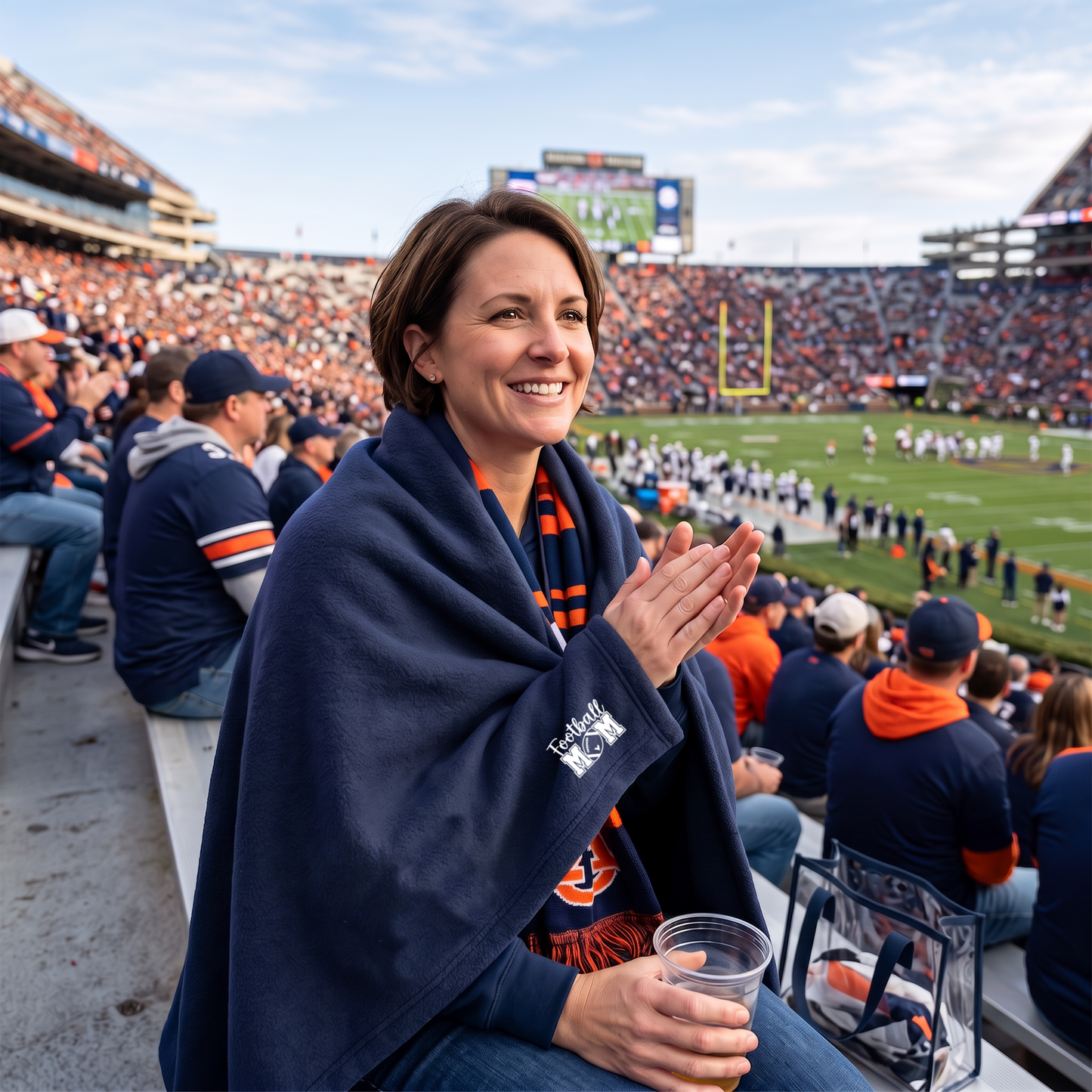 Football Mom Cozy Game Day Throw with Corner Logo