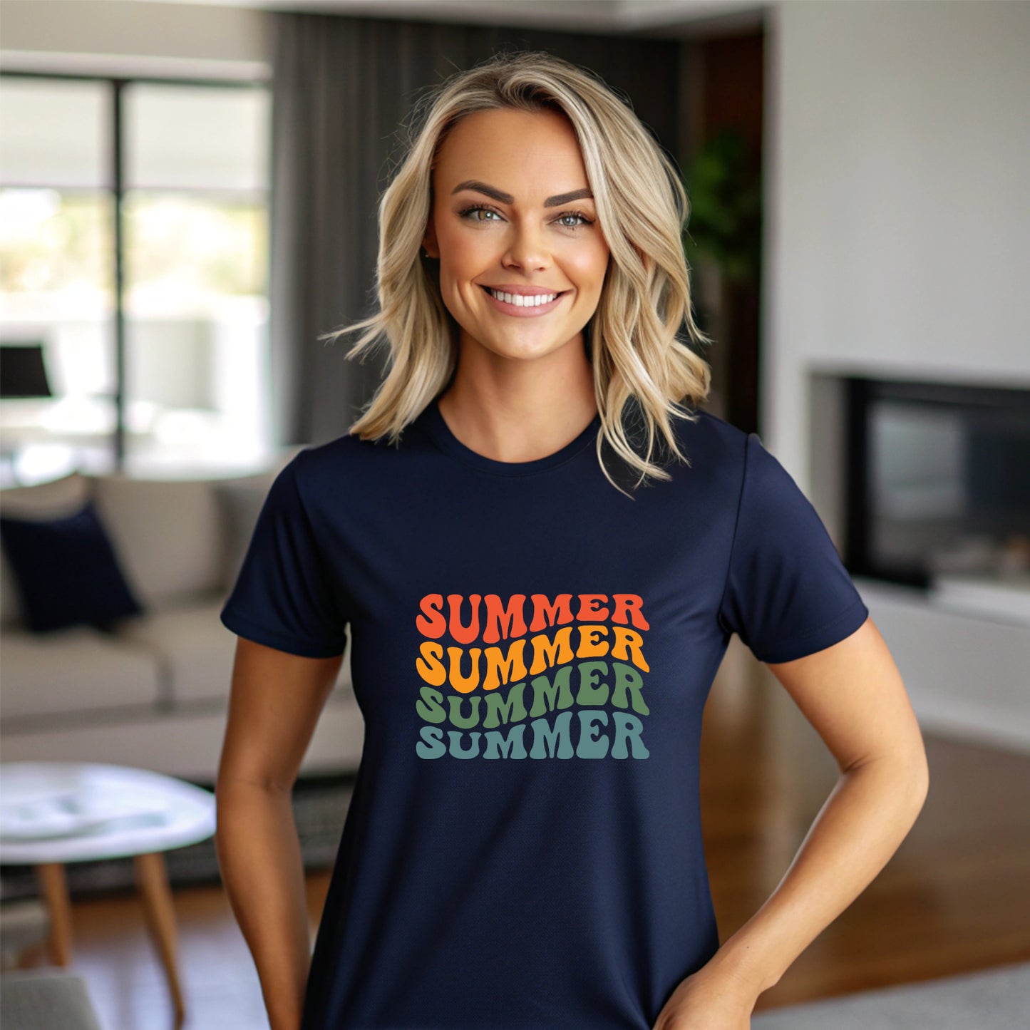 Retro Summer Repeat Tee | Summer Graphic Shirt, Vintage Rainbow Text