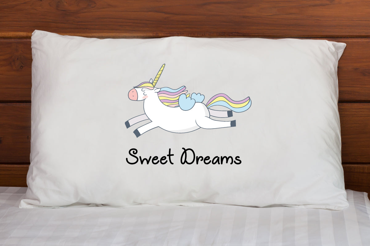 Unicorn 'Sweet Dreams' Microfiber Pillowcase – Cute Kids Bed Decor