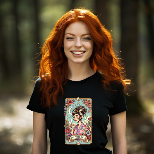 The Tired Mom Tarot Softstyle T-Shirt - Relaxed Fit Floral Design for Everyday Comfort