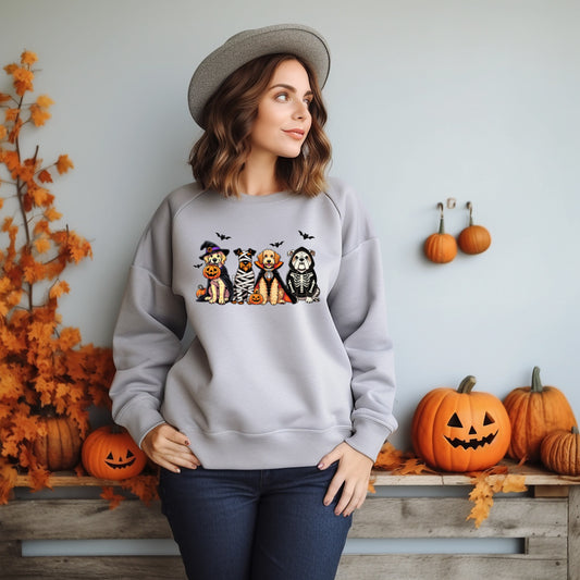 Cute Trick or Treat Dogs Women's Halloween Sweatshirt