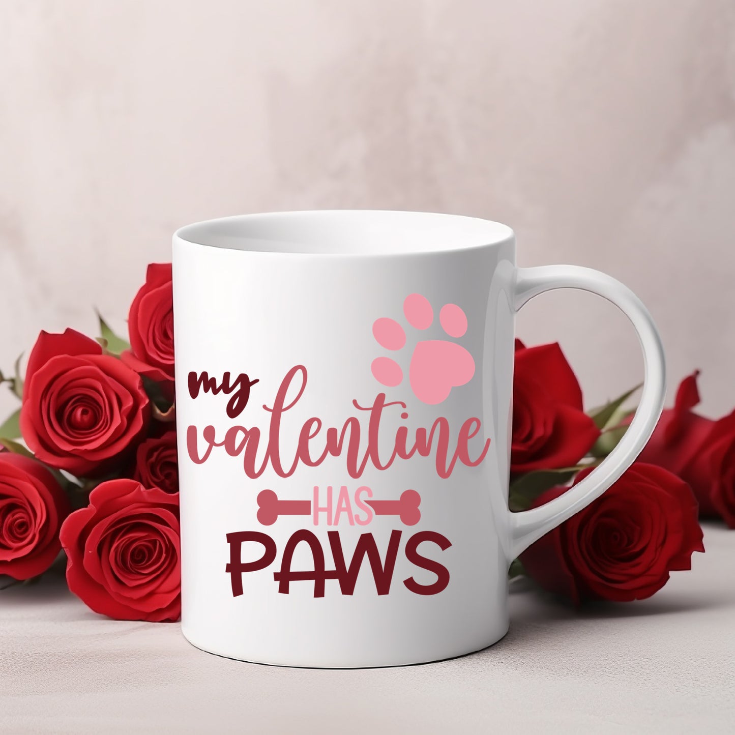 My Valentine Has Paws Ceramic Mug — Cute 11oz & 15oz Coffee Cup