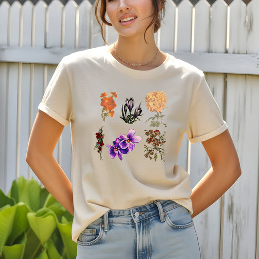 Floral Collage Tee — Vintage Botanical Flowers T-Shirt