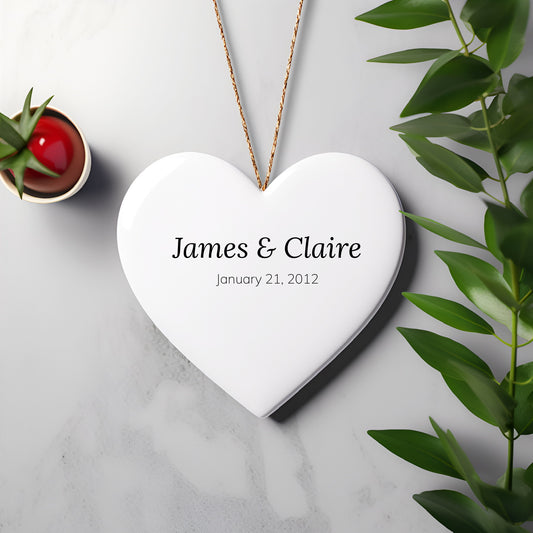 Personalized Heart-Shaped Ornament - Perfect for Weddings and Anniversaries