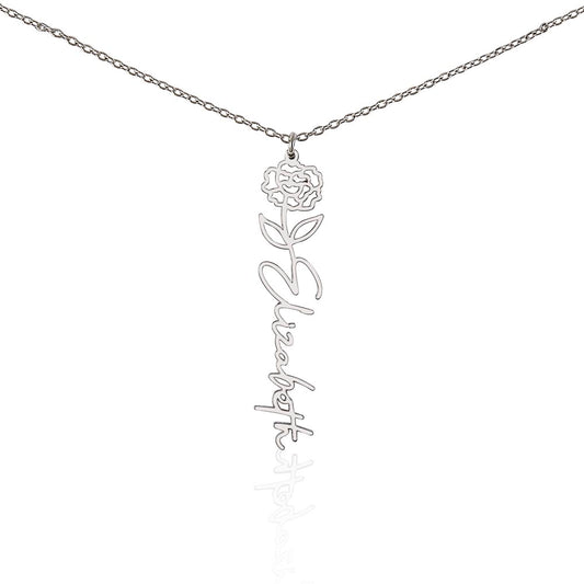 Personalized Birth Flower Name Necklace