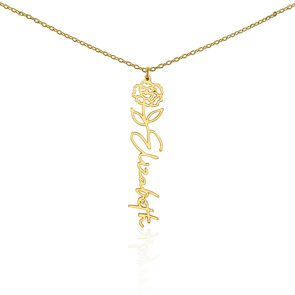 Personalized Birth Flower Name Necklace