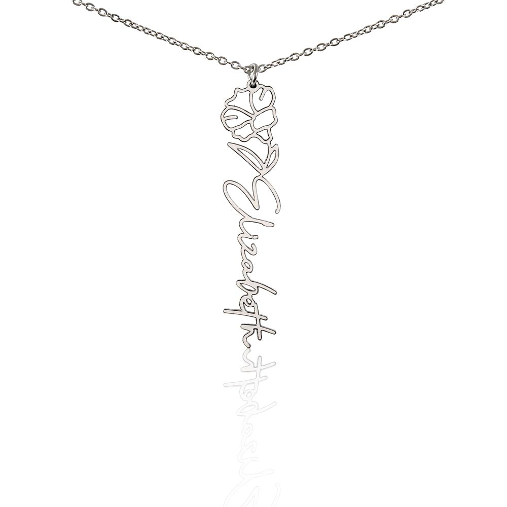 Personalized Birth Flower Name Necklace
