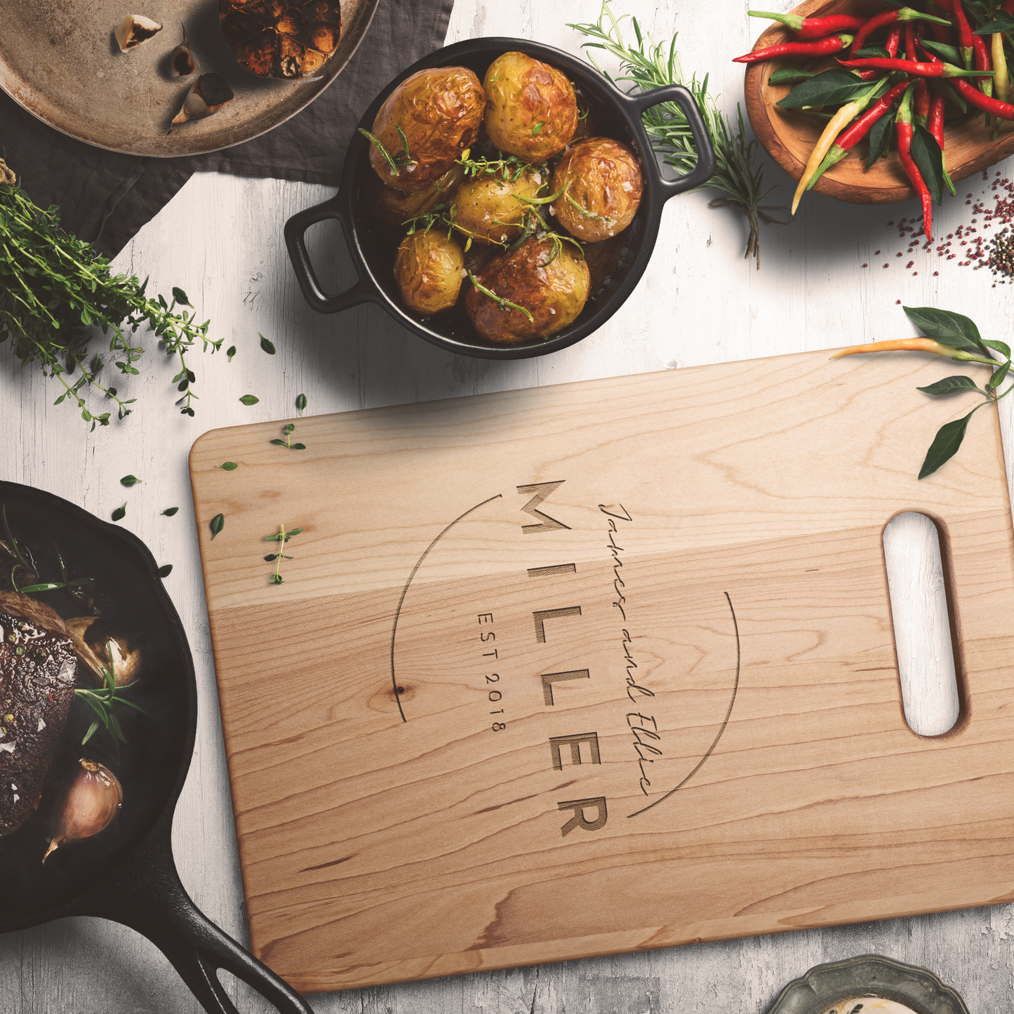 Personalized Circle 1 Design Maple Cutting Board, Handcrafted & Engraved