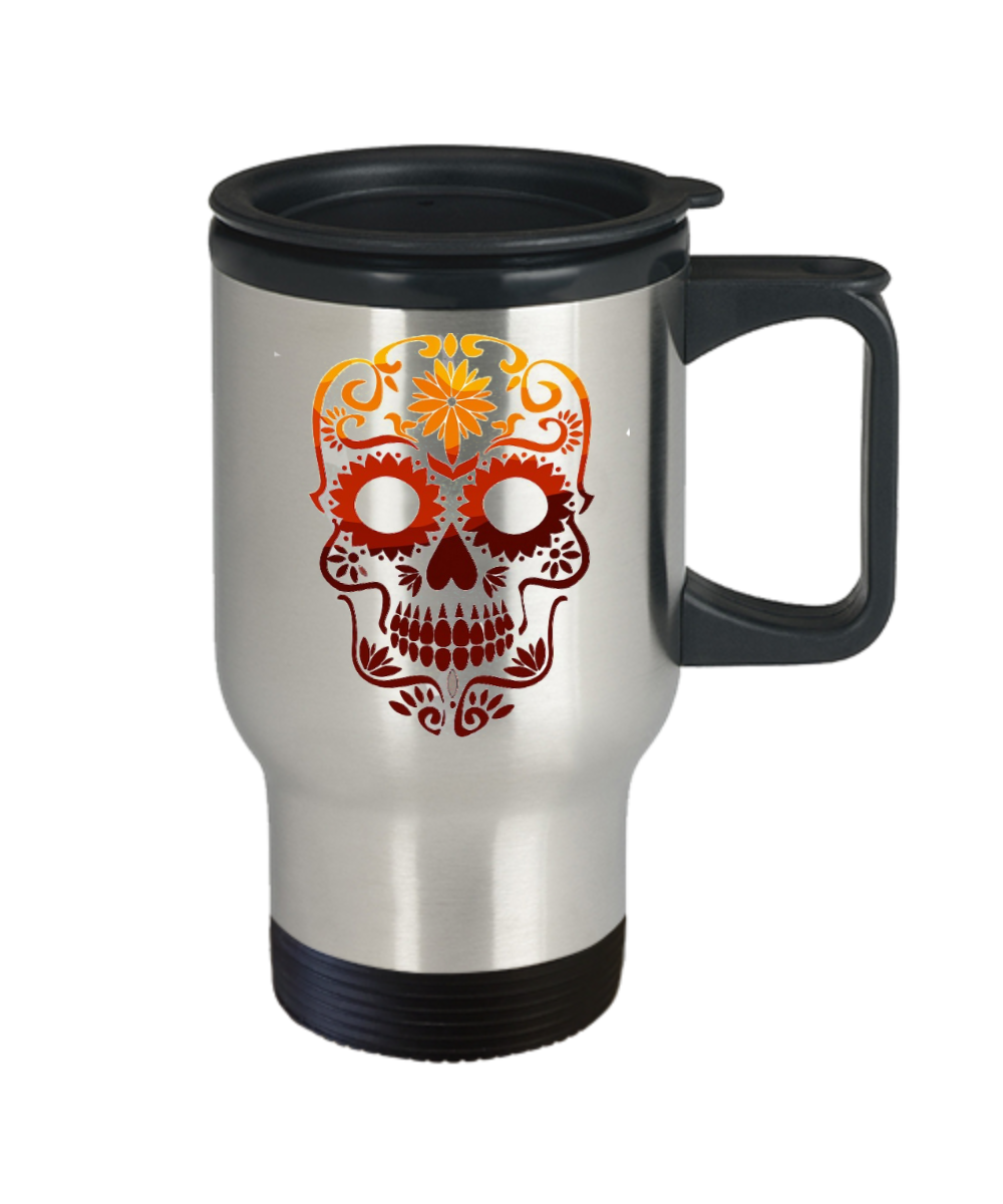 Autumn Sugar Skull Travel Mug
