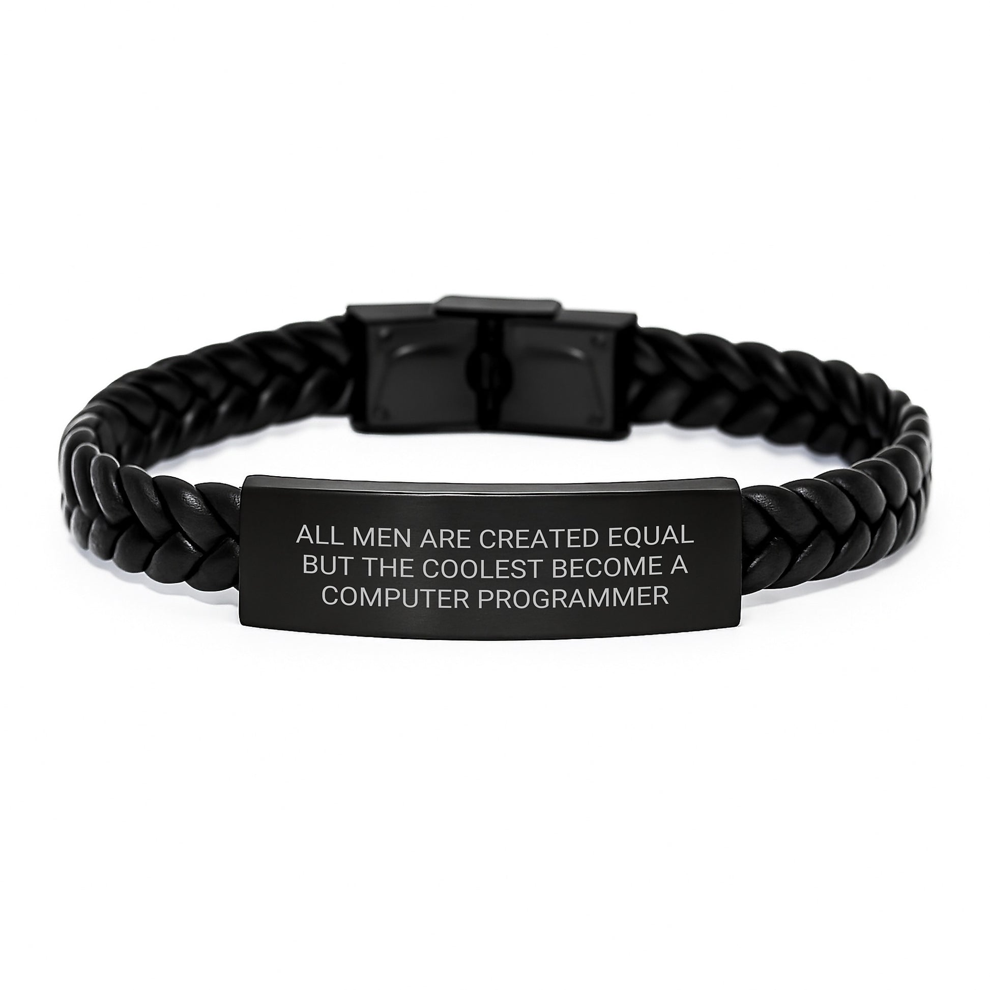 Funny Inspirational Gifts from Friends for Computer Programmer - Unique Interlaced Leather Bracelet, Stainless Steel and PU Leather Christmas Unique - Image 1