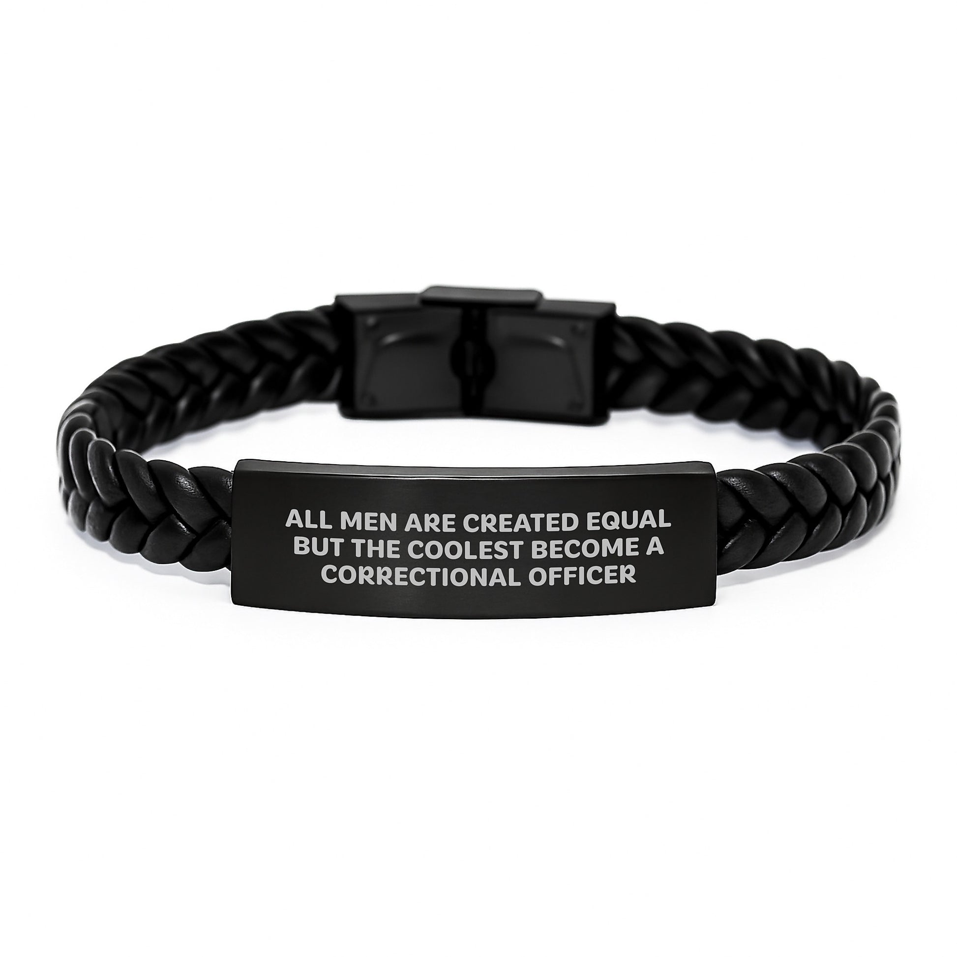 Funny Quotes for Correctional Officer Gifts, Interlaced Leather Bracelet for Men, Graduation Unique Gifts from Friends to Correctional Officer - Image 1