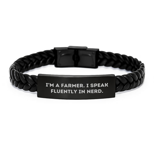 Funny Farmer Quotes Interlaced Leather Bracelet Gifts for Men Graduation Unique - Image 1