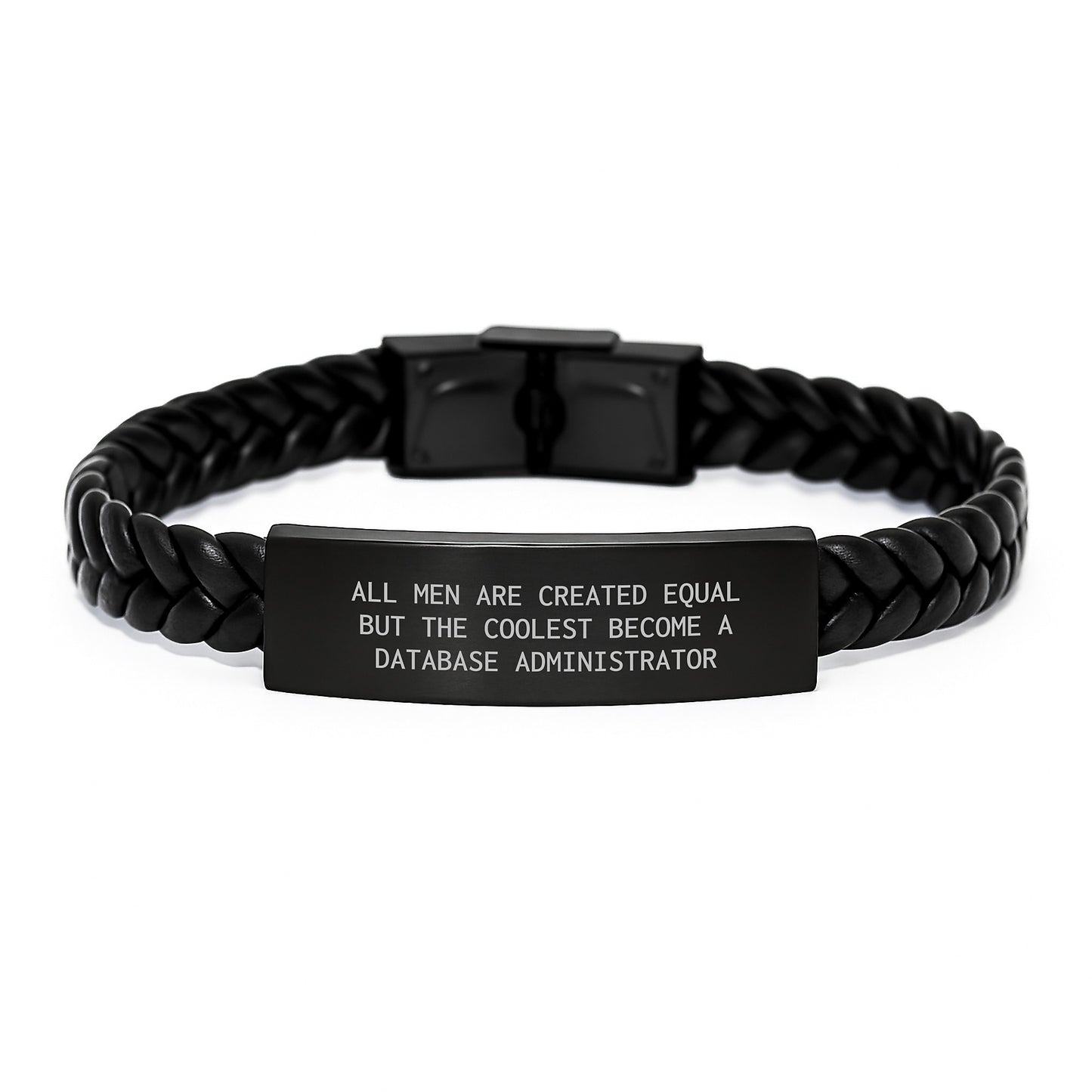 Funny Database Administrator Gifts for Men - Interlaced Leather Bracelet with Engraved Stainless Steel - Unique Graduation Unique Gifts from Family to Family - Image 1