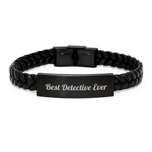Funny Detective Gifts for Men, Best Detective Ever Interlaced Leather Bracelet, Gifts from Friends and Family for Graduation Unique Gifts - Image 1