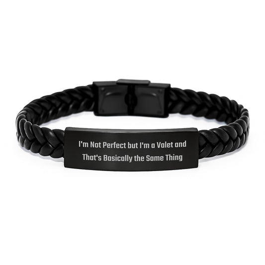 Valet Gifts for Men Funny Quote Interlaced Leather Bracelet, Gift from Friends for Graduation Unique Present - Image 1