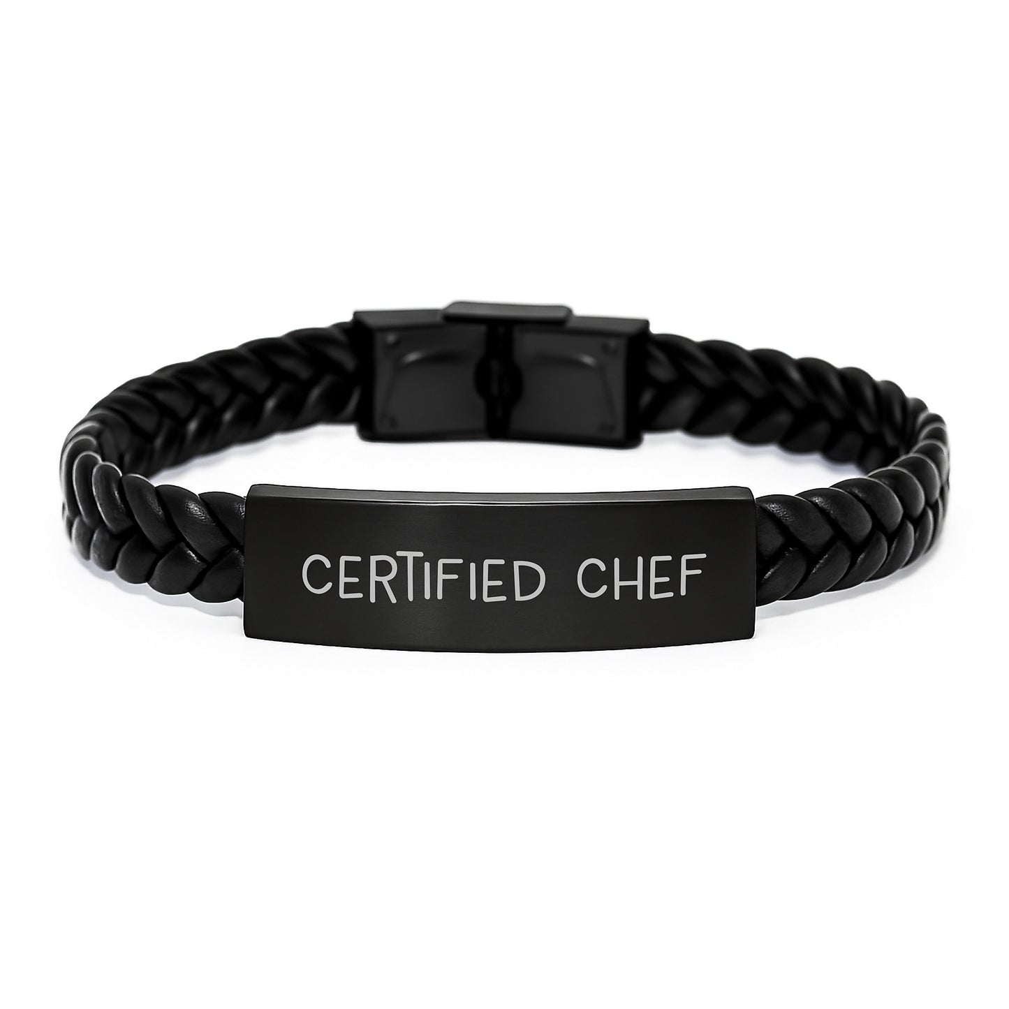 Funny Chef Gifts from Friends for Birthday Unique Interlaced Leather Bracelet with Quote 'You're the Chef' for Men and Women - Image 1