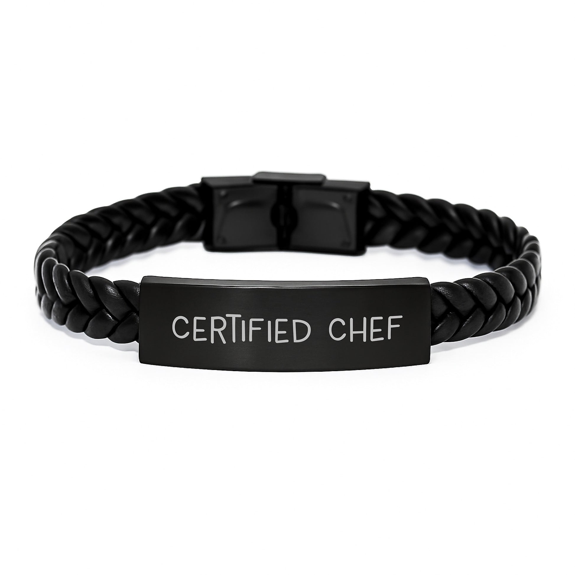 Funny Chef Gifts from Friends for Birthday Unique Interlaced Leather Bracelet with Quote 'You're the Chef' for Men and Women - Image 1