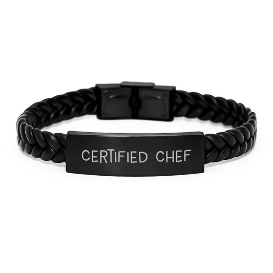 Funny Chef Gifts from Friends for Birthday Unique Interlaced Leather Bracelet with Quote 'You're the Chef' for Men and Women - Image 1