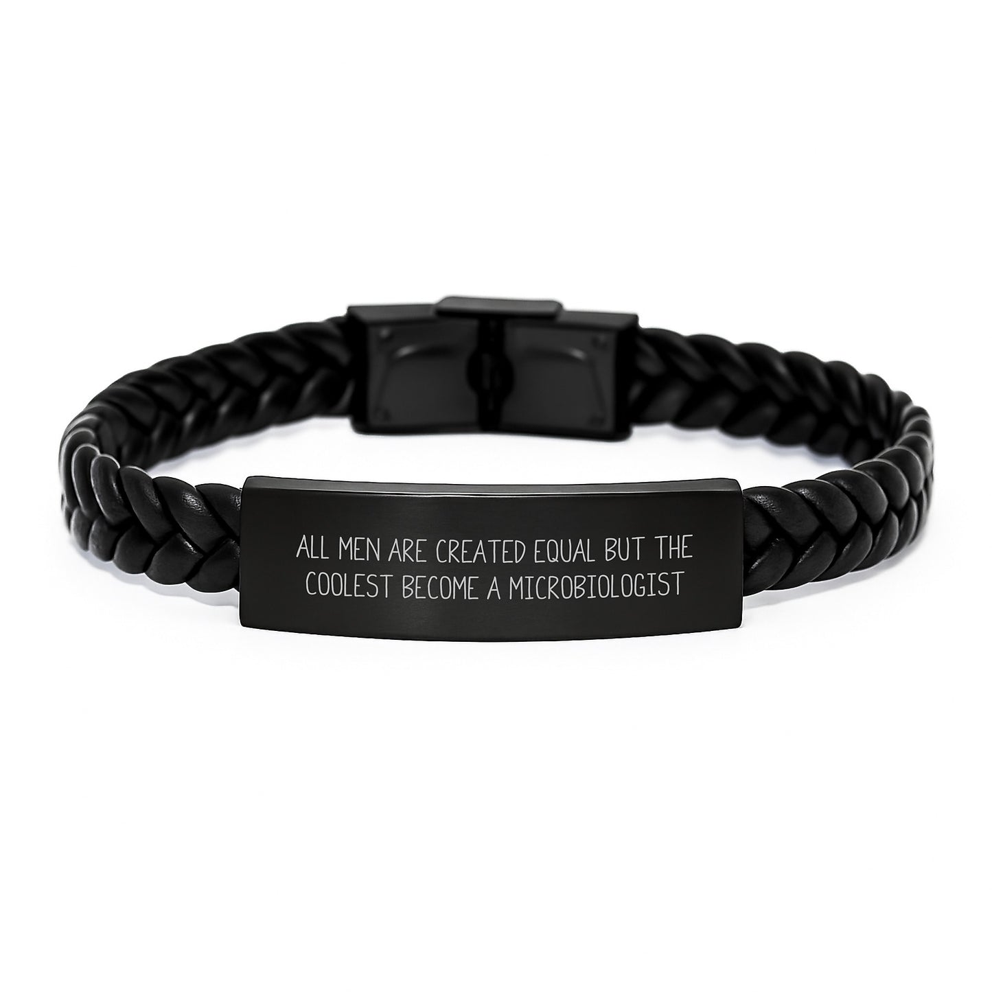 Funny Microbiologist Interlaced Leather Bracelet Gifts from Family for Men, Graduation Unique Gifts for Microbiologist Friends who Become the Coolest - Image 1