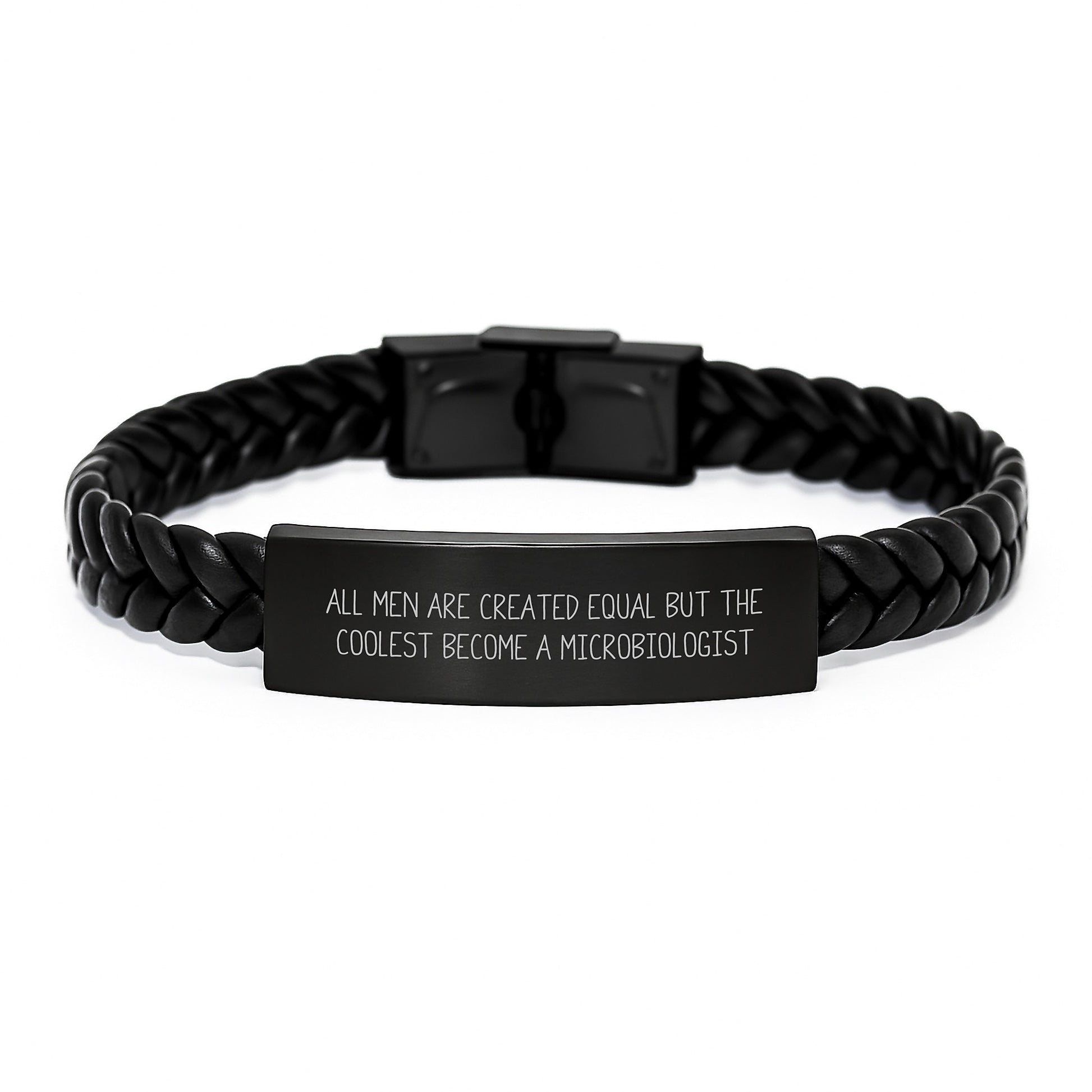 Funny Microbiologist Interlaced Leather Bracelet Gifts from Family for Men, Graduation Unique Gifts for Microbiologist Friends who Become the Coolest - Image 1