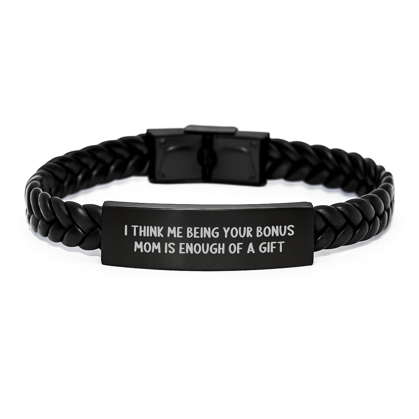 Funny Bonus Mom Gifts from Men to Bonus Mom, Interlaced Leather Bracelet, Father's Day Unique Gifts - Image 1