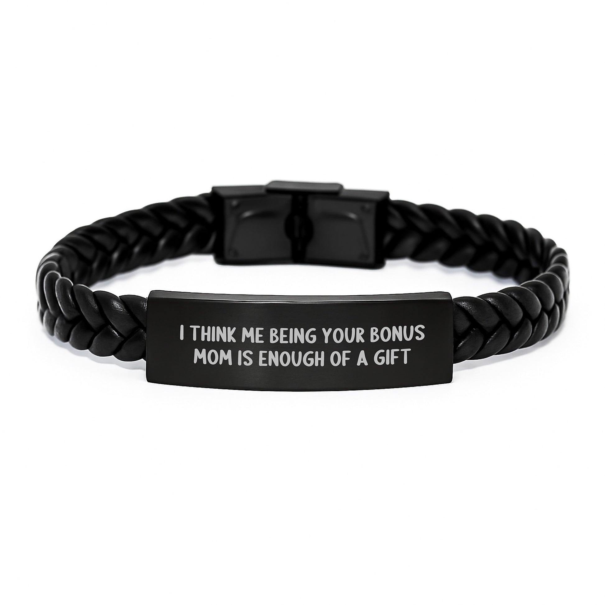 Funny Bonus Mom Gifts from Men to Bonus Mom, Interlaced Leather Bracelet, Father's Day Unique Gifts - Image 1