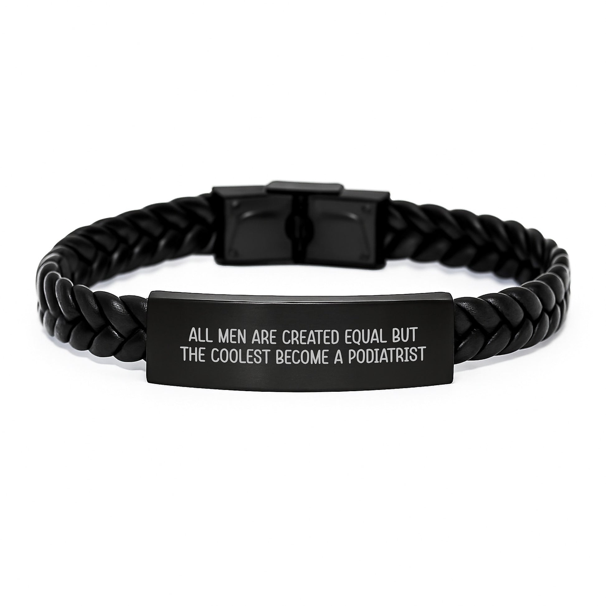 Funny Podiatrist Gifts, Interlaced Leather Bracelet for Men, 'All Men Are Created Equal But The Coolest Become A Podiatrist' Christmas Unique Gifts for Podiatrist Friends - Image 1