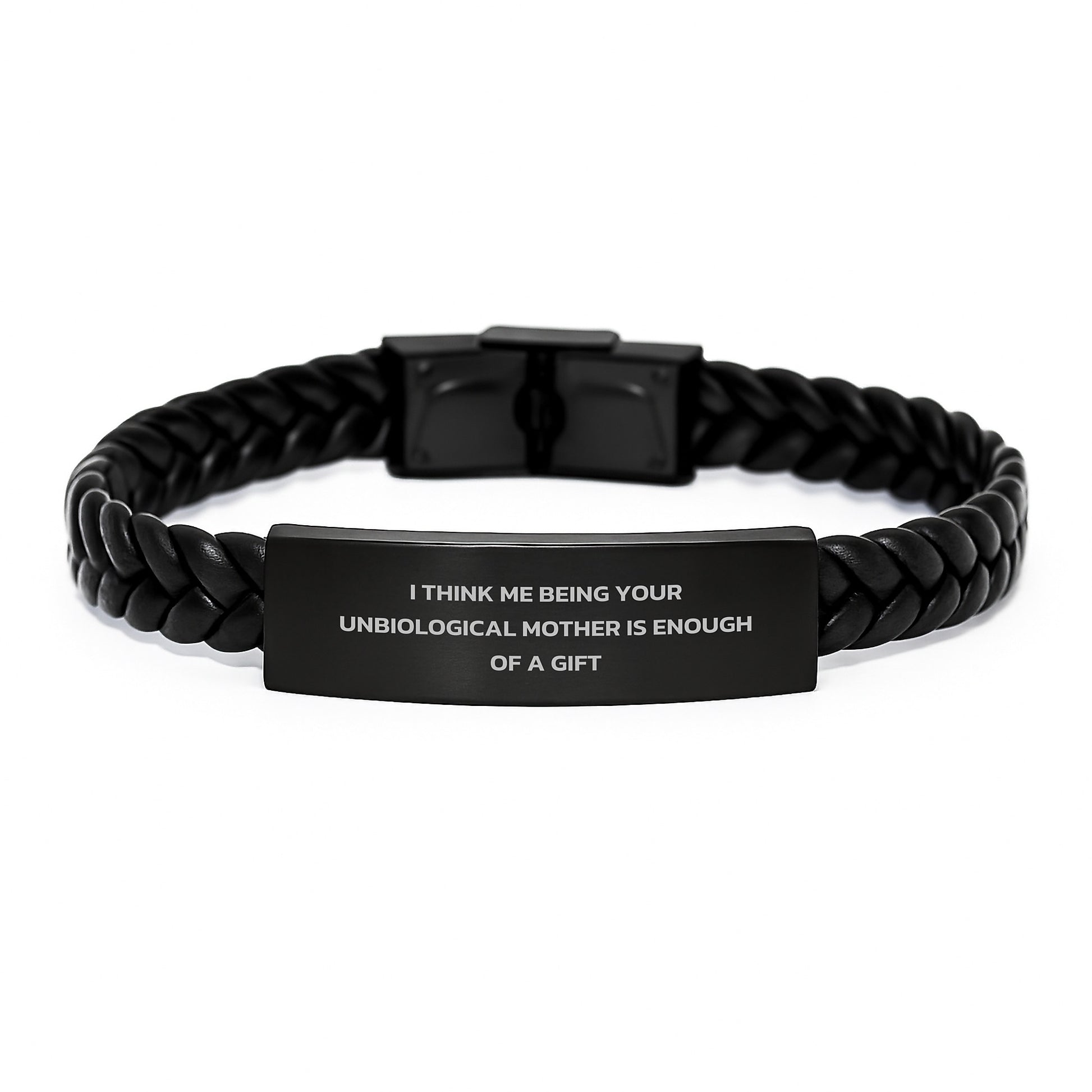 Funny Unbiological Mother Gifts for Unbiological Mother, Interlaced Leather Bracelet, Graduation Unique Gifts from Family - Image 1
