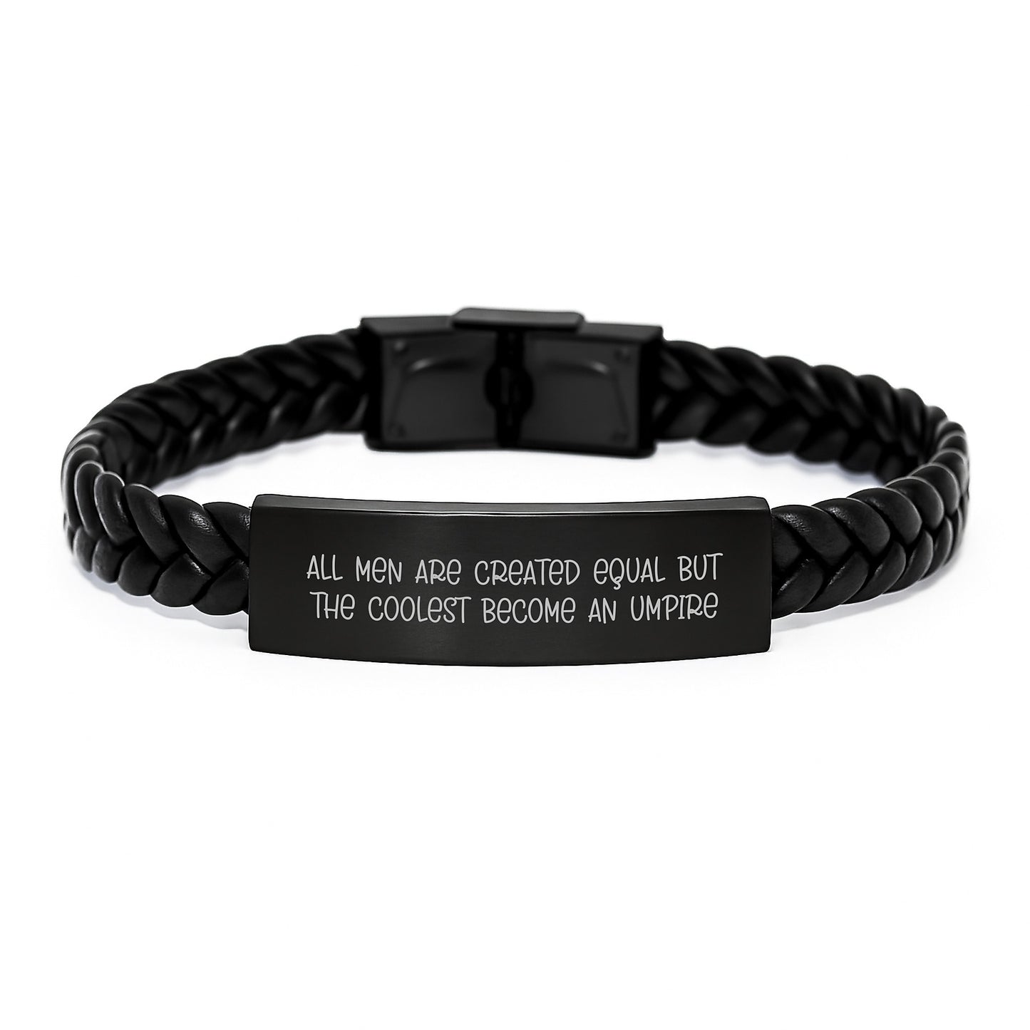 Funny Umpire Gifts for Men, Unique Interlaced Leather Bracelet with Inspirational Quote, Gifts from Dad to Umpire, Father's Day Ideas for Him - Image 1