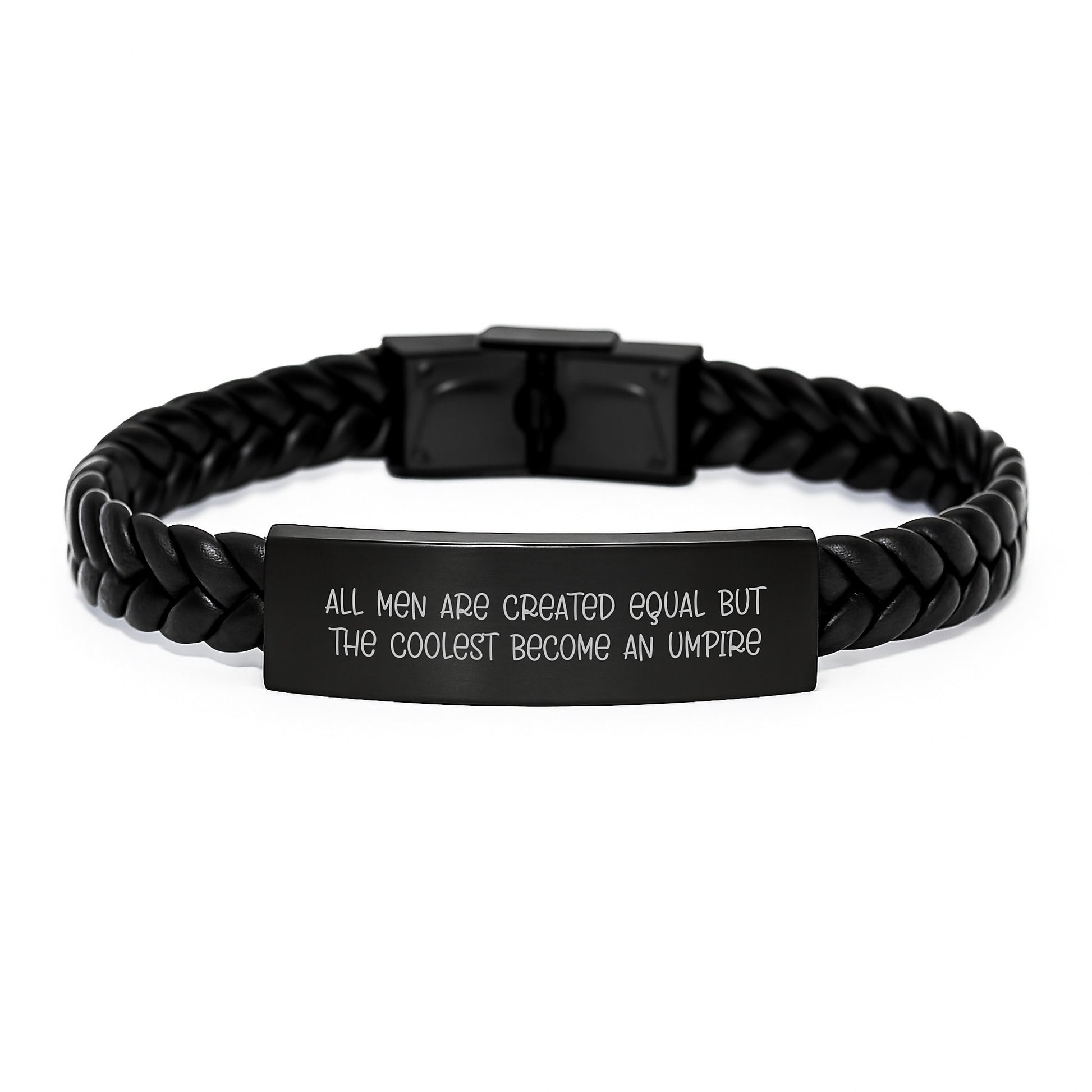Funny Umpire Gifts for Men, Unique Interlaced Leather Bracelet with Inspirational Quote, Gifts from Dad to Umpire, Father's Day Ideas for Him - Image 1
