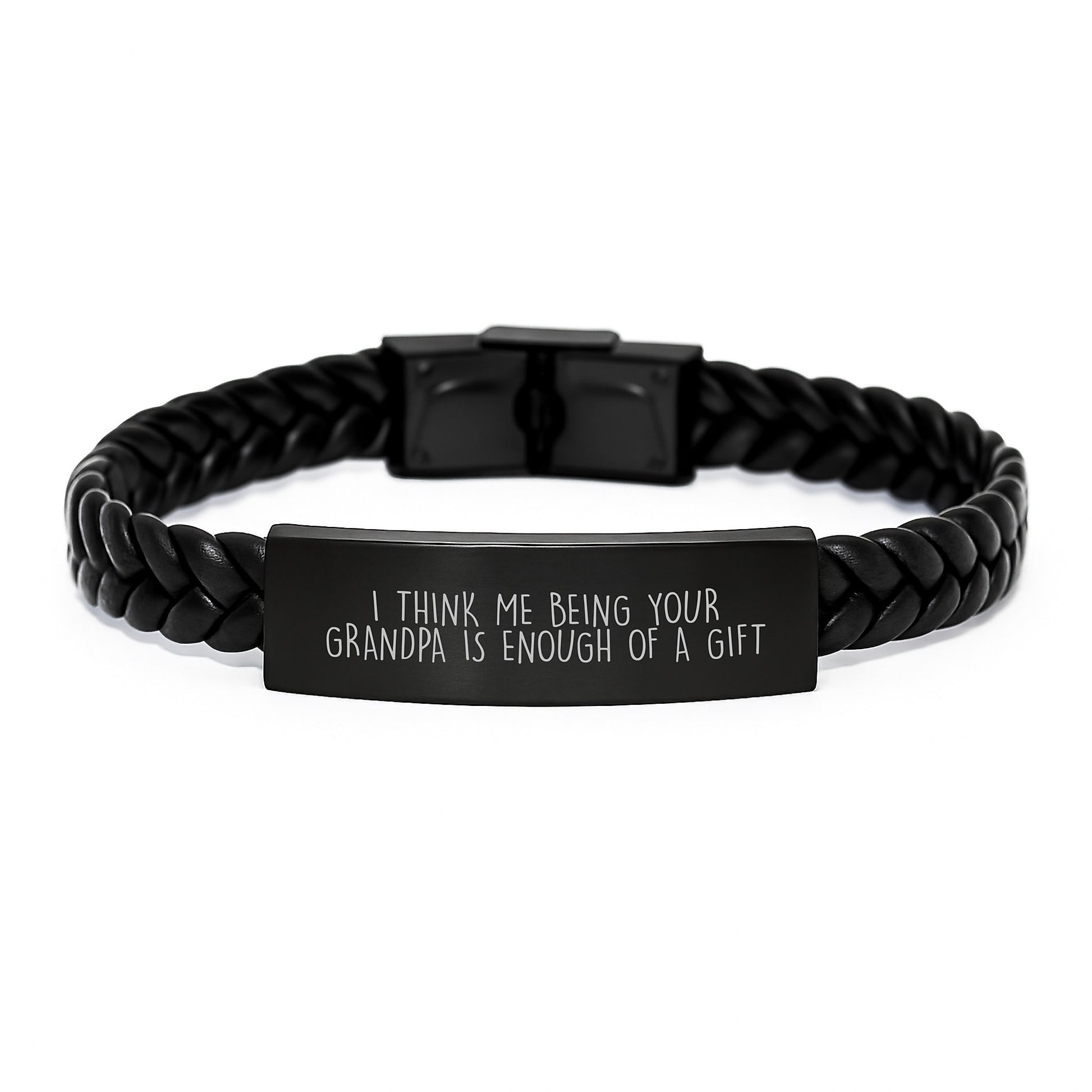 Grandpa Keepsake Interlaced Leather Bracelet Birthday Gift for Him - Image 1