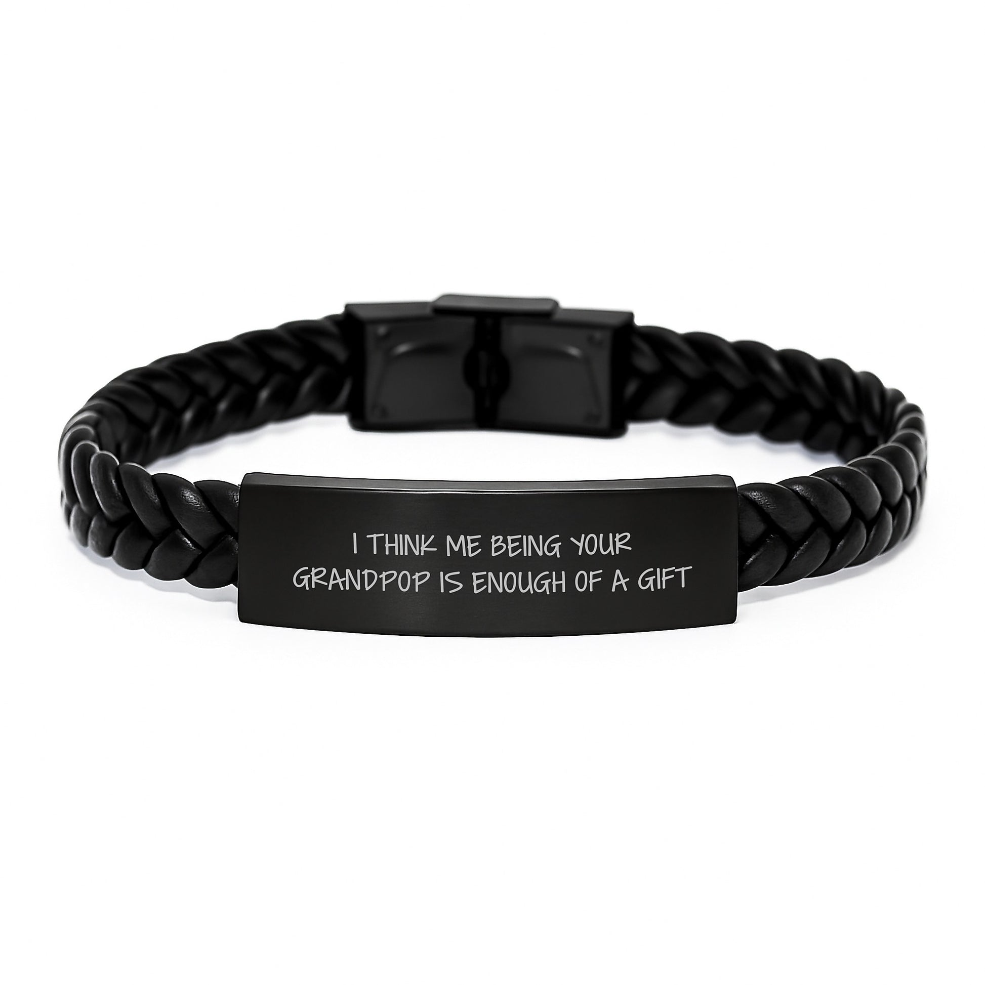 Grandpop Keepsake Interlaced Leather Bracelet Birthday Gift for Him - Image 1