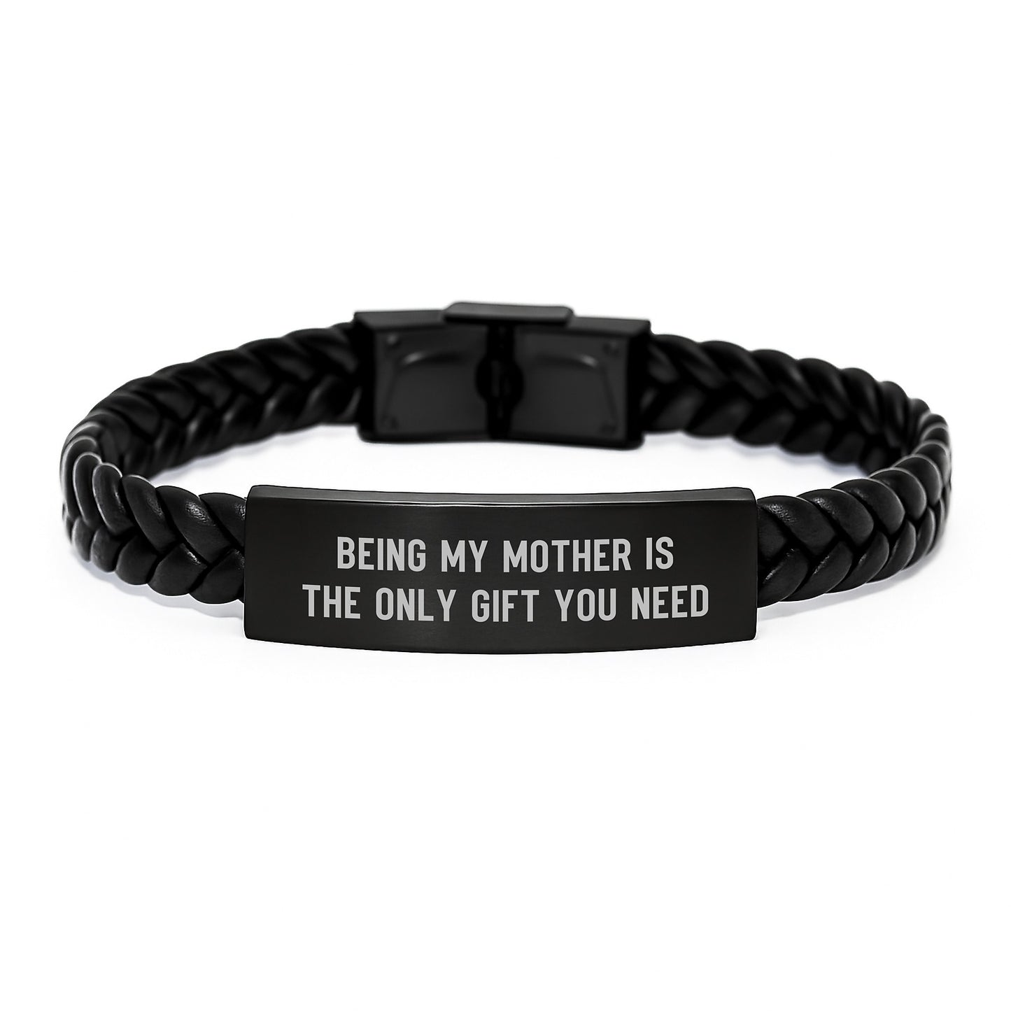 Gifts from Mom, Being My Mother Is The Only Gift You Need Interlaced Leather Bracelet for Mother's Graduation Unique Gifts - Image 1
