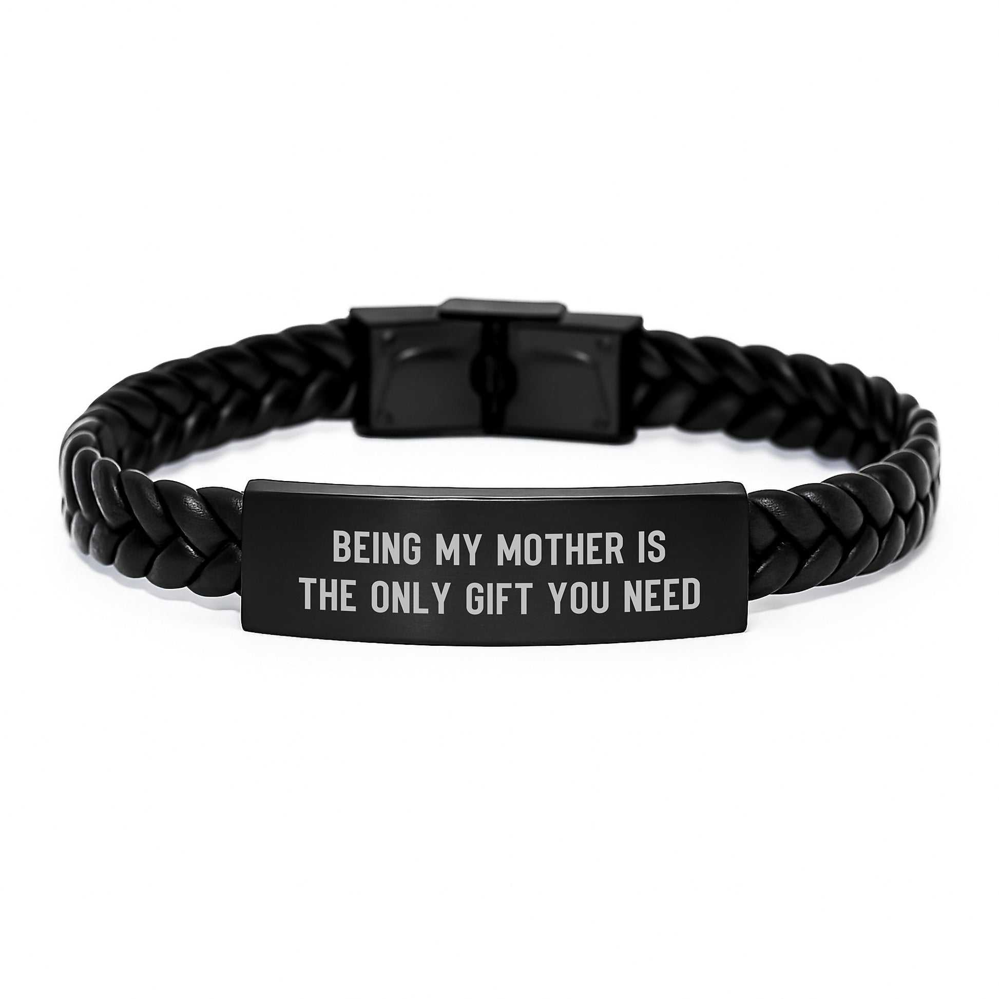 Gifts from Mom, Being My Mother Is The Only Gift You Need Interlaced Leather Bracelet for Mother's Graduation Unique Gifts - Image 1