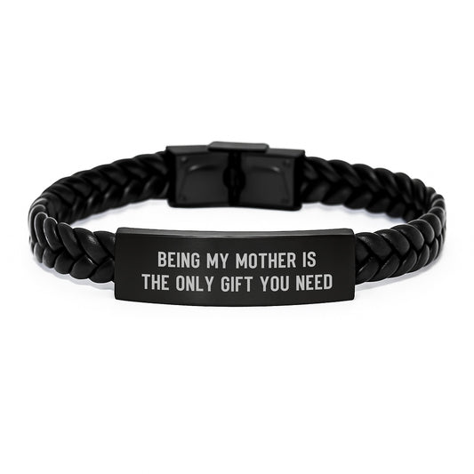 Gifts from Mom, Being My Mother Is The Only Gift You Need Interlaced Leather Bracelet for Mother's Graduation Unique Gifts - Image 1