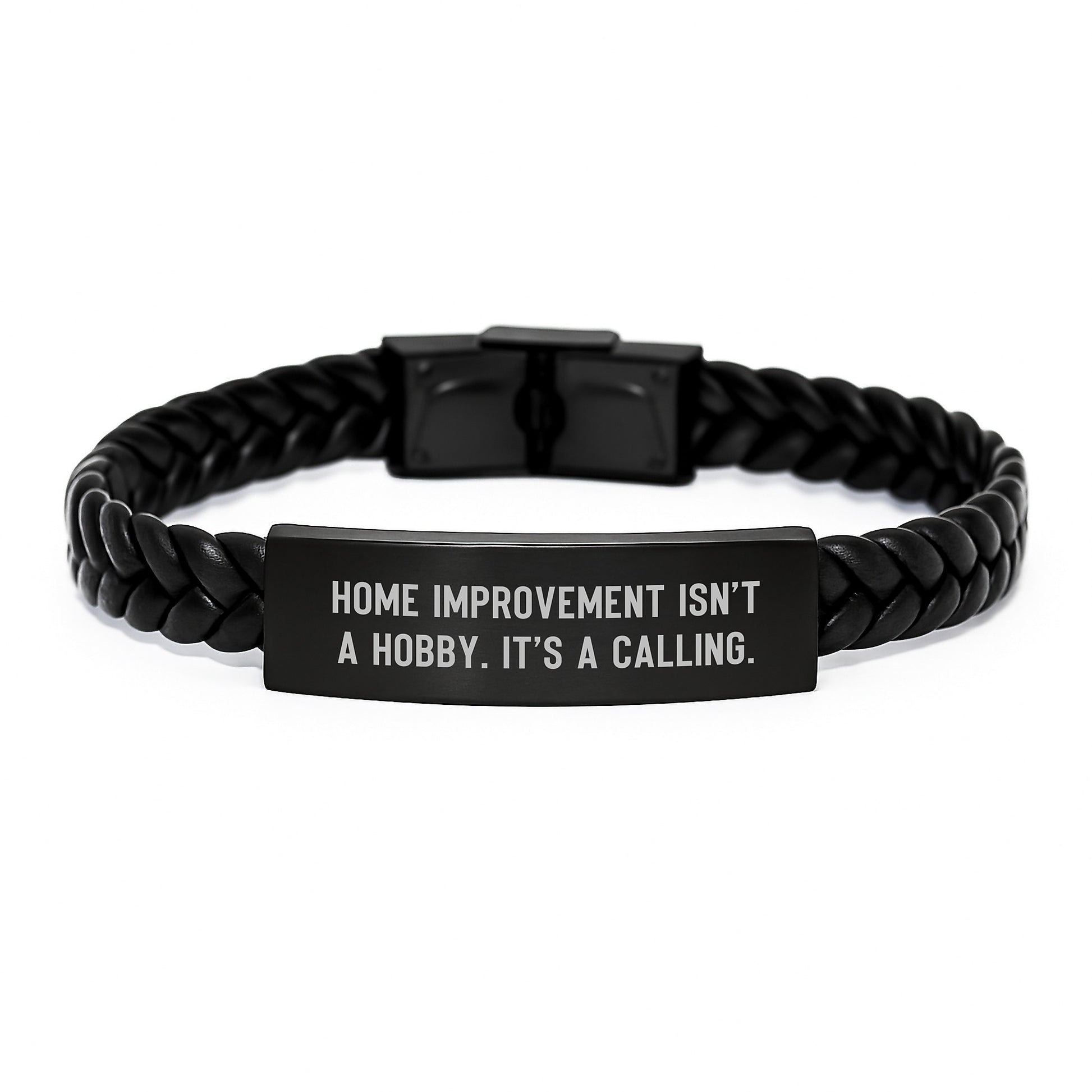 Home Improvement Enthusiast Gifts from Family, Home Improvement Isn't A Hobby. It's A Calling. Interlaced Leather Bracelet for Men, Graduation Unique Gifts - Image 1