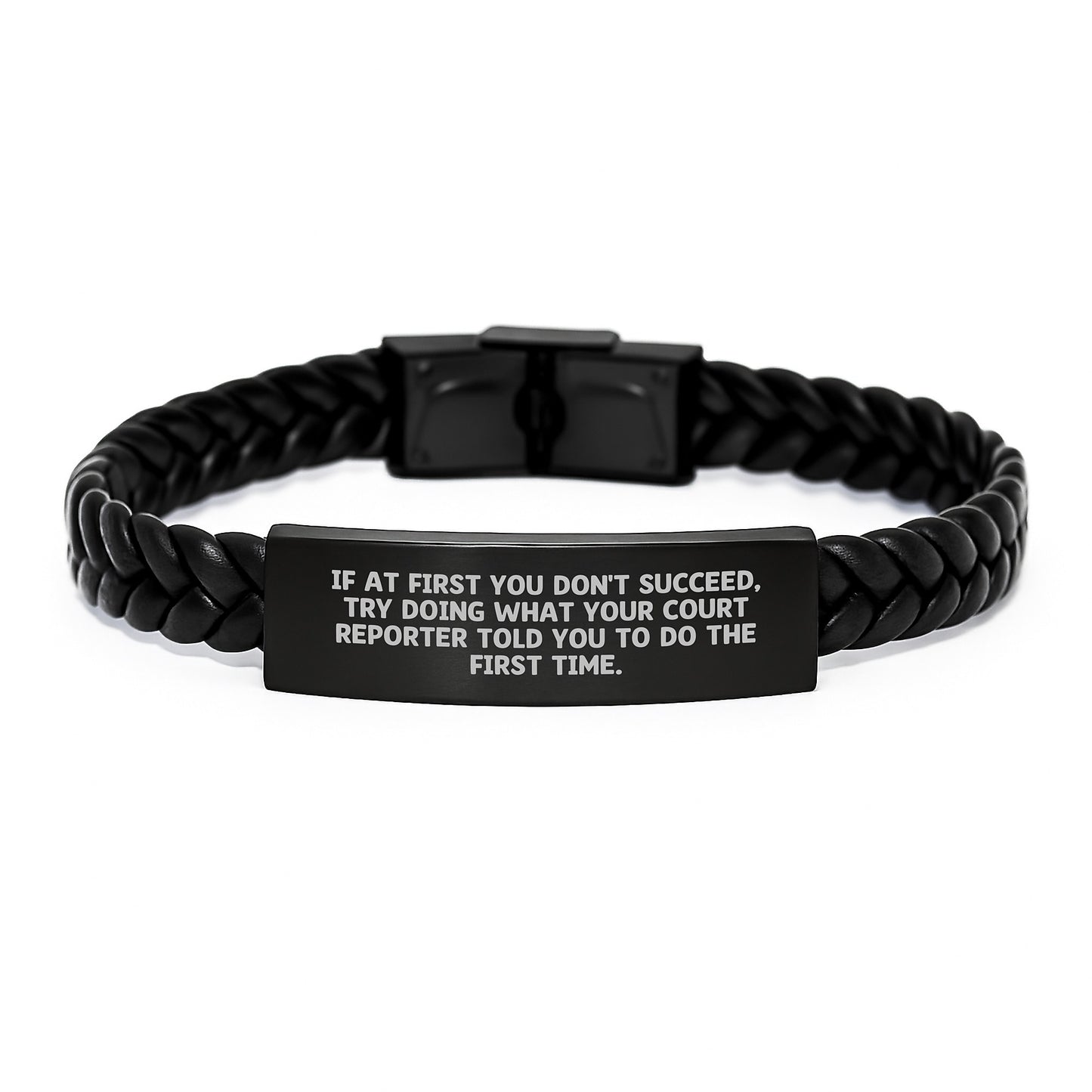 Court Reporter Humor Interlaced Leather Bracelet, Funny Quote Gifts for Court Reporters, Birthday Unique Gifts from Friends, Women's Accessories - Image 1