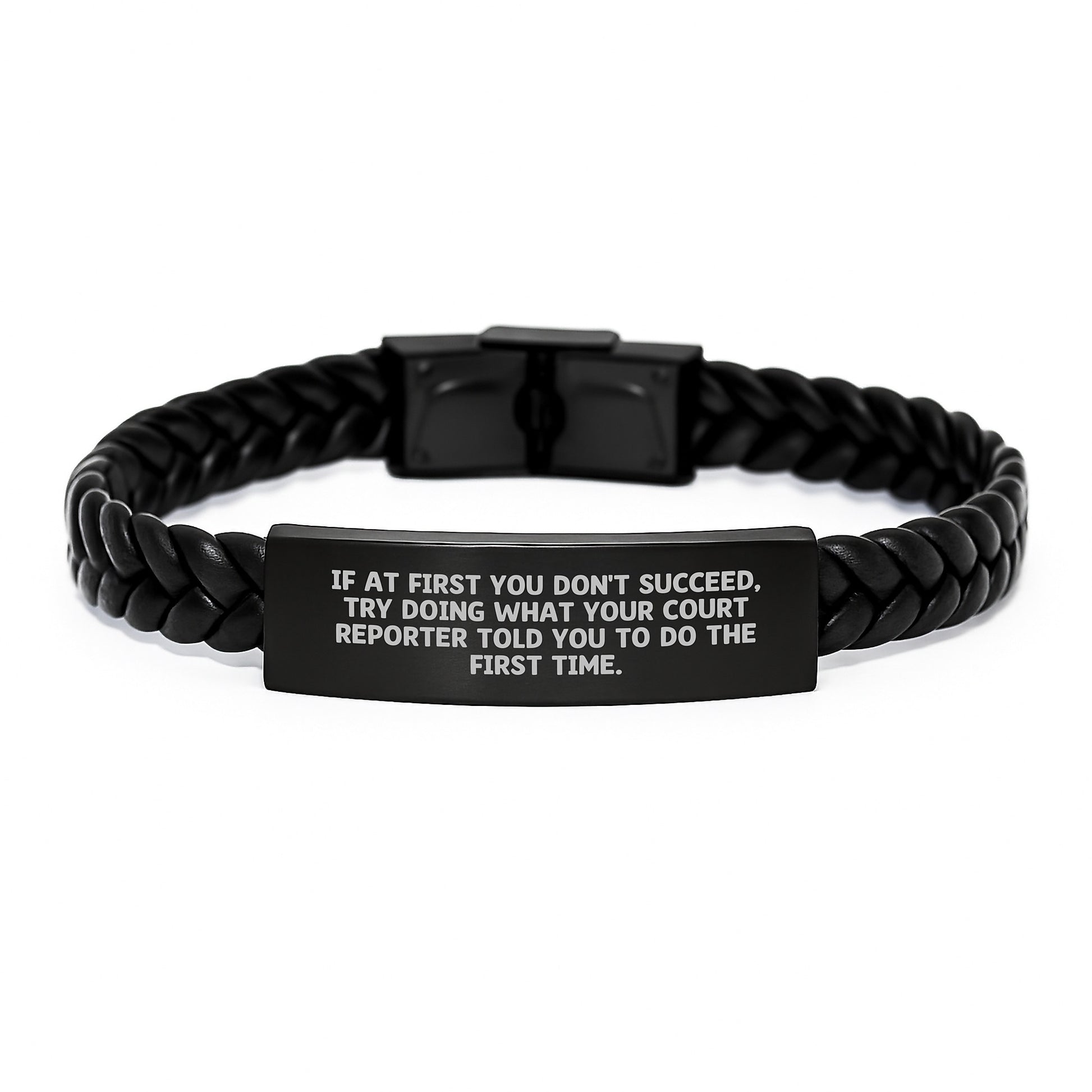Court Reporter Humor Interlaced Leather Bracelet, Funny Quote Gifts for Court Reporters, Birthday Unique Gifts from Friends, Women's Accessories - Image 1