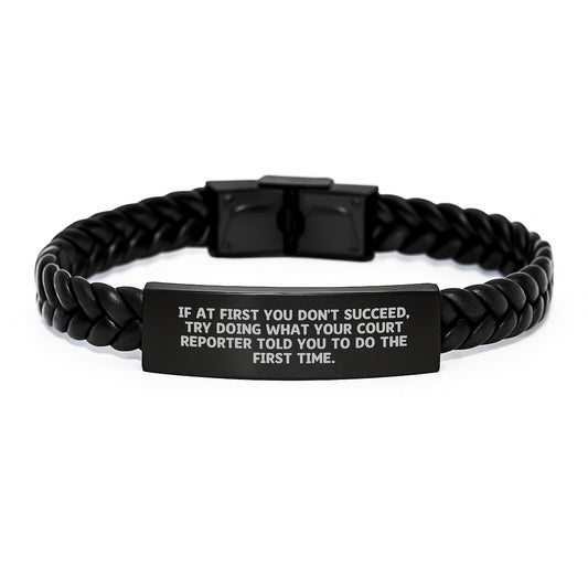 Court Reporter Humor Interlaced Leather Bracelet, Funny Quote Gifts for Court Reporters, Birthday Unique Gifts from Friends, Women's Accessories - Image 1