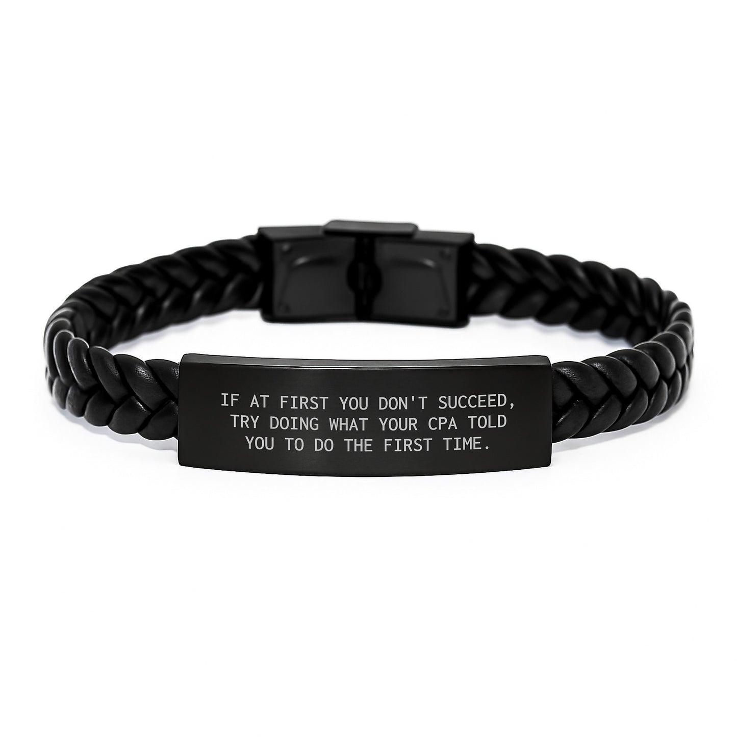 Funny CPA Gifts, Inspirational Quote Interlaced Leather Bracelet for Graduation, Gifts from Friends to Graduating CPA Men - Image 1