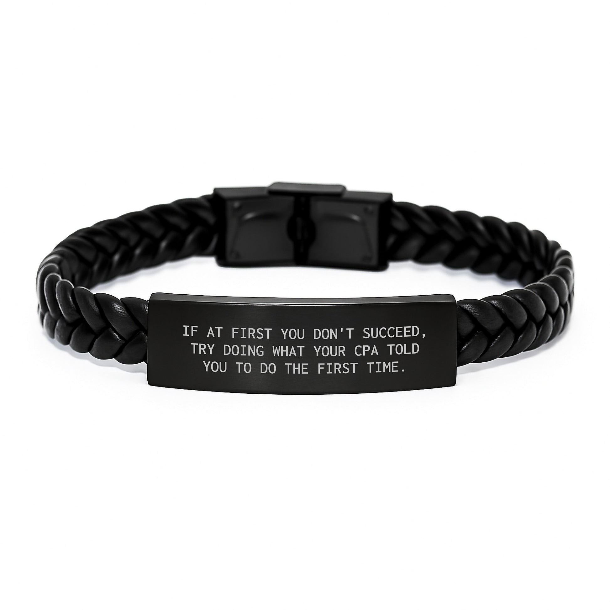 Funny CPA Gifts, Inspirational Quote Interlaced Leather Bracelet for Graduation, Gifts from Friends to Graduating CPA Men - Image 1