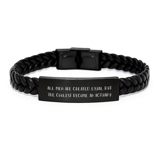 Funny Actuary Gifts for Men, Interlaced Leather Bracelet with Engraved Stainless Steel, Perfect Graduation Unique Gifts from Friends - Image 1