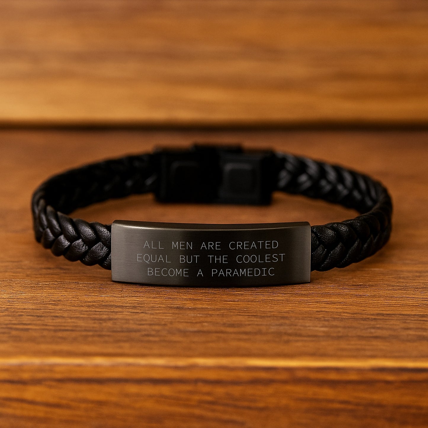 Rescue Worker Graduation Gifts from Friends, Rescue Worker Men Gift Unique, Inspired by 'All Men Are Created Equal But The Coolest Become A Rescue Worker' Quote, Interlaced Leather Bracelet - Image 2