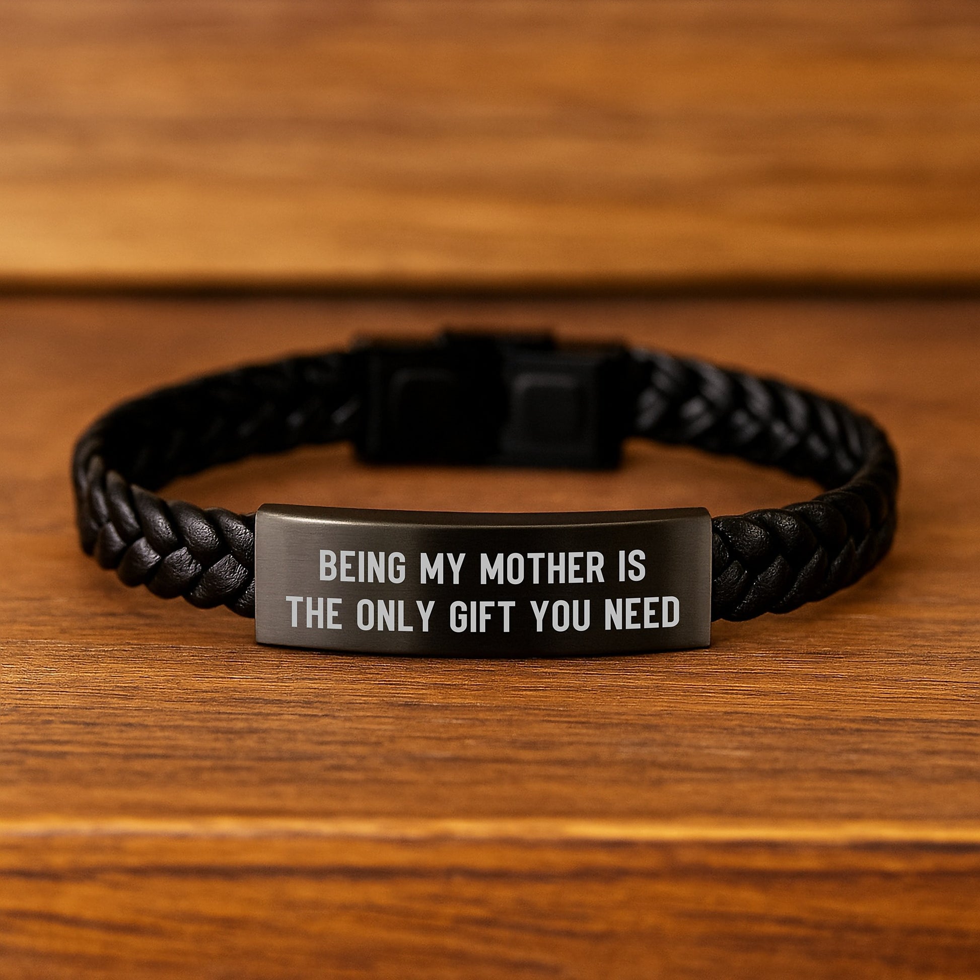 Gifts from Mom, Being My Mother Is The Only Gift You Need Interlaced Leather Bracelet for Mother's Graduation Unique Gifts - Image 2