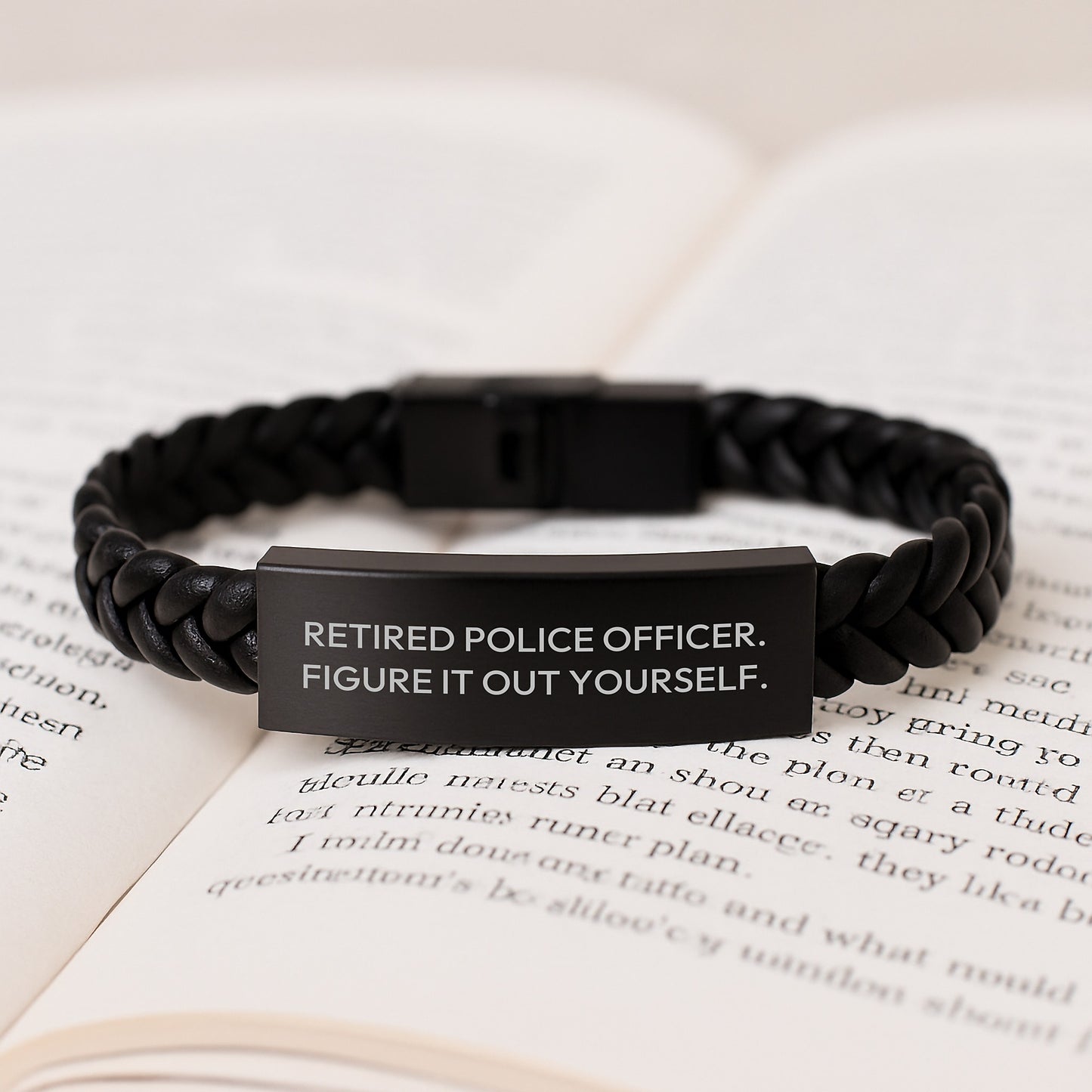 Police Officer Humor Gifts from Friends - Interlaced Leather Birthday Unique Gift for Men - Retired Police Officer Figure It Out Yourself Quote, 7.87 inches Long - Image 3